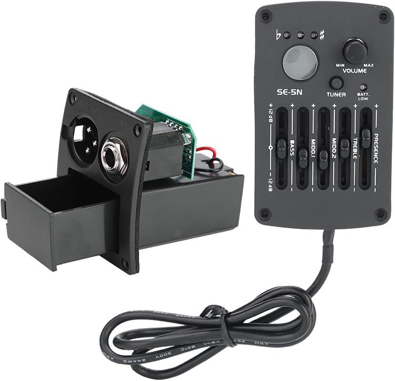 Dilwe Acoustic Guitar 5-Band EQ Equalizer with Pickup Tuner, for Acoustic Guitar, Ukulele, Bass and Other Musical Instruments - Image 1